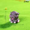 2Pcs Desktop Decoration  Simulated Pigmy Hippopotamus Eye-Catching Action Figure Trendy Ornament Cute Figurine