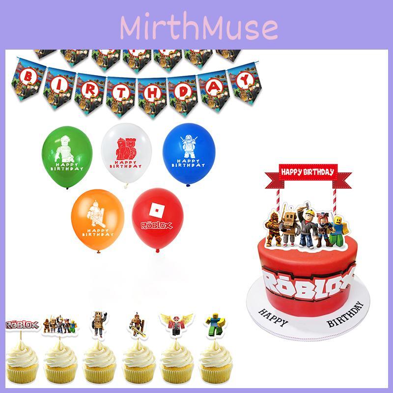 Kit de Fournitures de Fête d'Anniversaire Roblox avec Bannière, Ballons et Décorations de Gâteau Vibrants pour Enfants