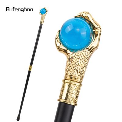 Drakenklauw Greep Lichtblauwe Glazen Bol Gouden Wandelstok Mode Decoratieve Wandelstok Cosplay Stok Knop Kromstaf 93cm