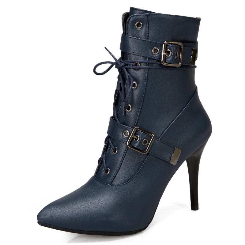 Fashion Fashion Ankle Boots For Women Hot 2024 Sexy Women's Ankle Boots Autumn Winter Buckle High Heel Lace Up Short Shoes Large Size