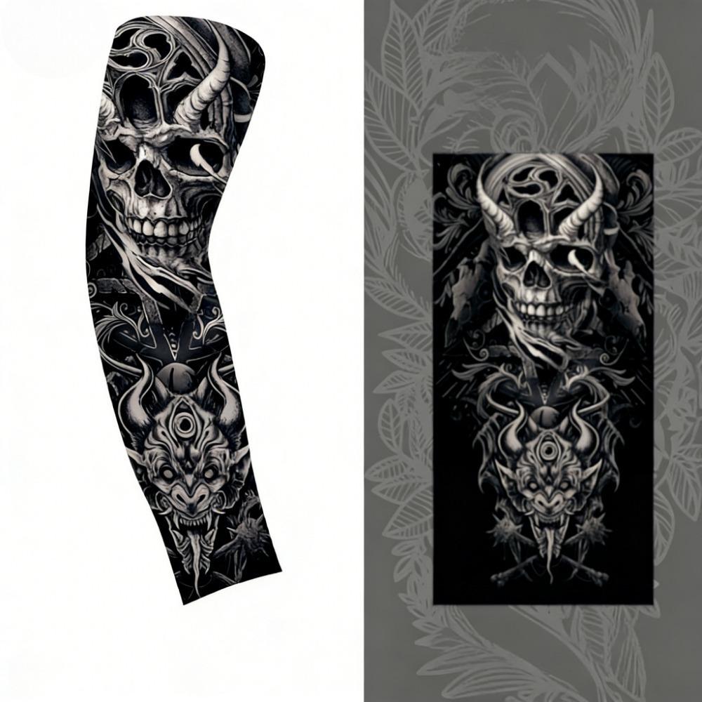 2 Pcs Outdoor Sports Tattoo Arm Sleeves Sun Protection Seamless Breathable Arm Cover