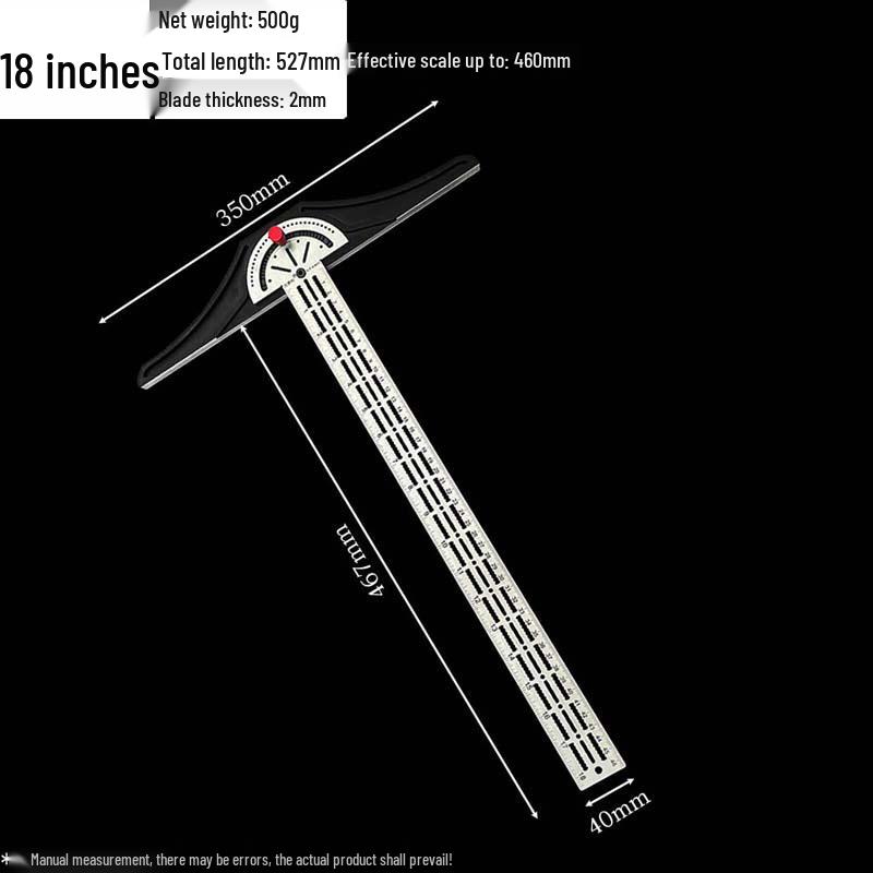 Adjustable Woodworking T-Square Protractor & Edge Angle Ruler