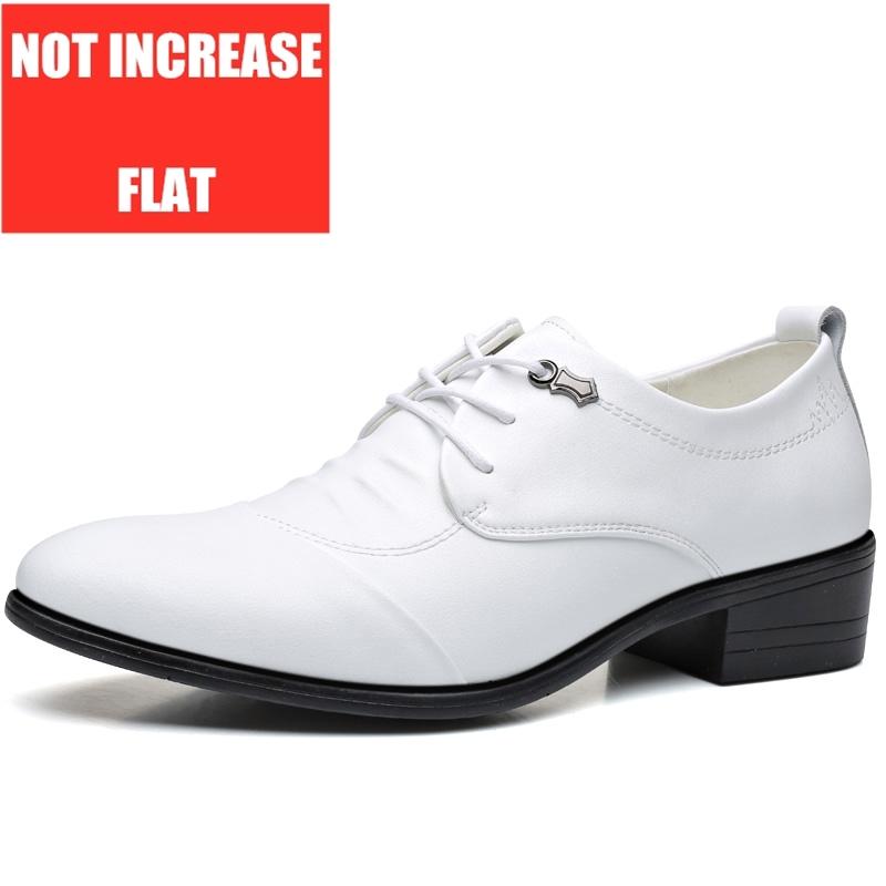 Fashion 7CM Height Increasing Men Dress Elevator Shoes White Black Mens Business Formal Shoes Fashion Youth Men's Suit Wedding Oxfords