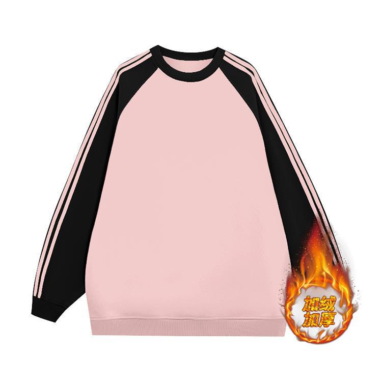 Sweat-shirt pour femme color-block doublé polaire: Manche longue raglan ample, col rond, parfait pour l'automne et l'hiver.