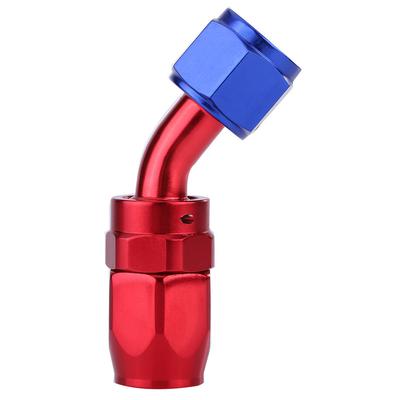 AN8 Fuel Line Hose End Swivel Fitting Oil Cooler Adapter Blue and Red Color Anodized 45 Degrees