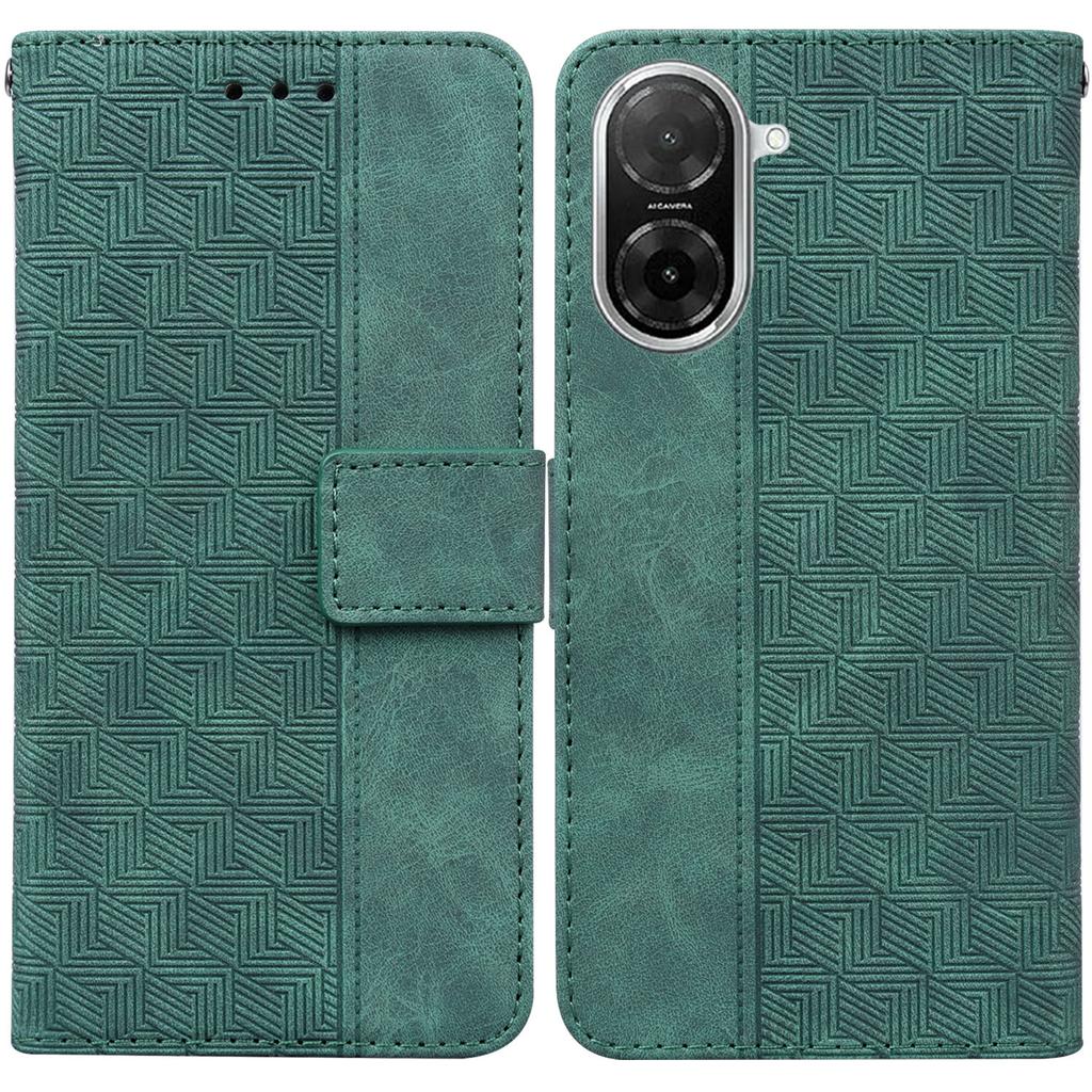 For Xiaomi Redmi A5 4G (171.7mm)/Poco C71 4G Case Geometry Pattern Leather Wallet Phone Cover with Wrist Strap