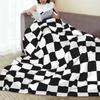 Plaid Decor Black White Checkered  Blanket Flannel Sofa Throw Blanket Super Soft for Home Bedroom Travel Throws Bedspread Quilt