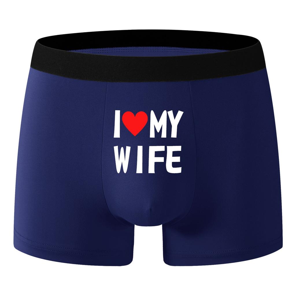 Men's Underwear, Boxer Shorts, Men's Personalized Print, I Love My Wife