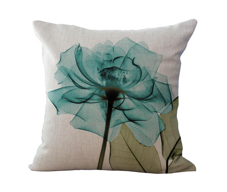 Barevný rostlinný polštář s květinami, povlak na polštář, na pohovku, obývací pokoj, dekorativní polštář, lněné prádlo