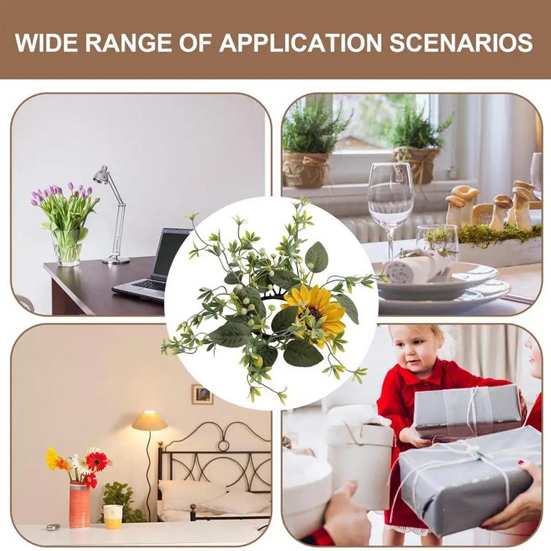1Pc Artificial Floral Sunflower 25CM DIY Artificial Greenery Garland Wedding Table Party Decorations Candle Ring Candlestick