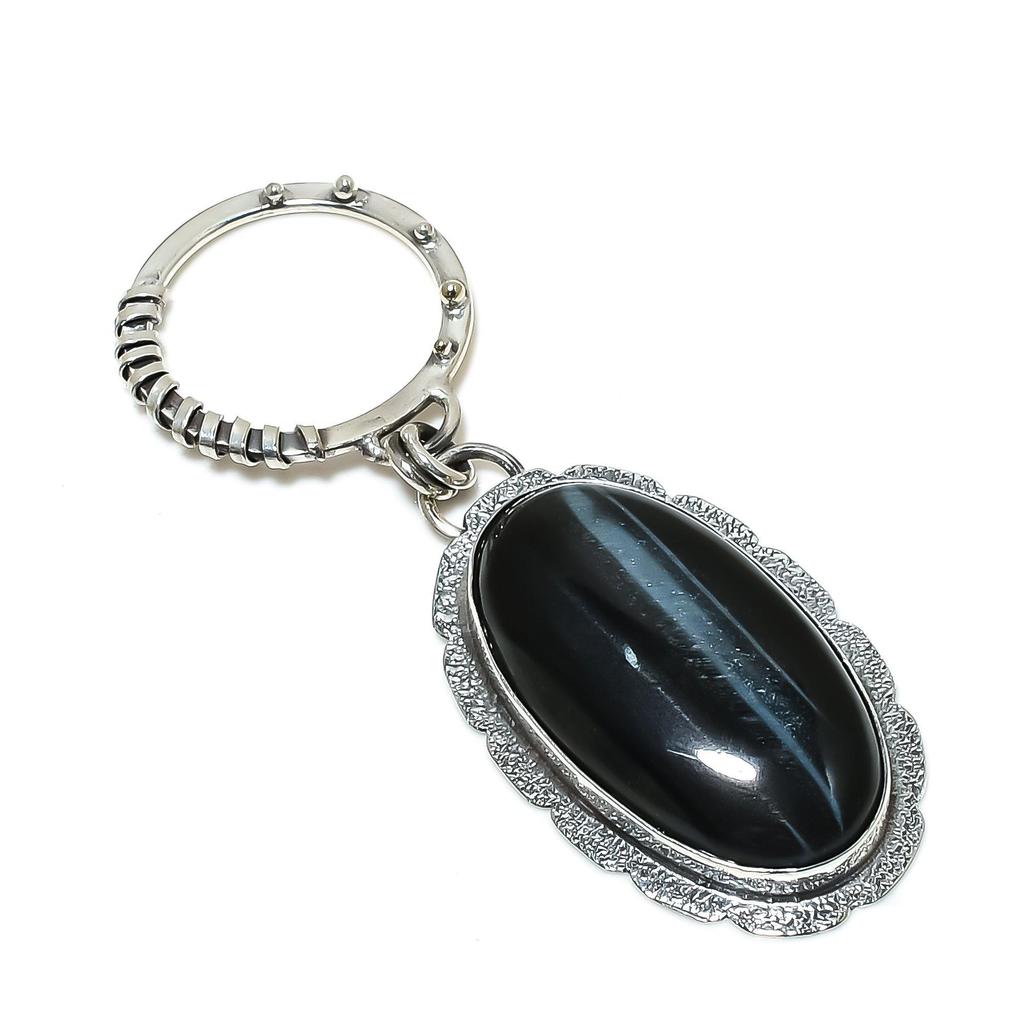 Natural Blue Tiger Eye Gemstone Silver Pendant in 925 Sterling Silver- Handmade Design, Everyday Wear Jewelry, Unique Pendant Wadding Gifts