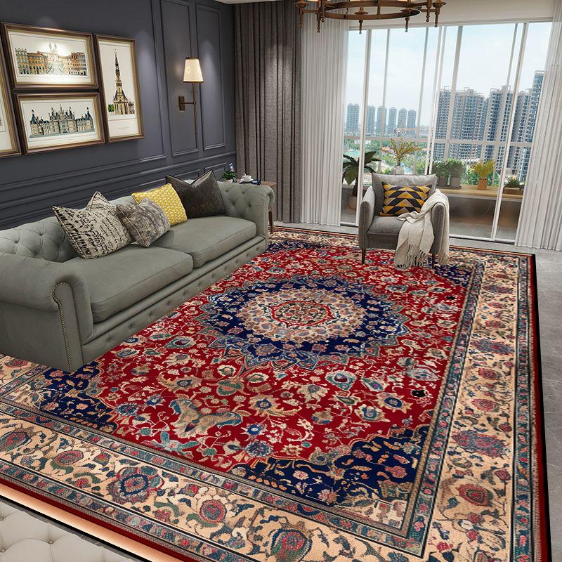 Ethnic Style Bedroom Carpet Vintage Persian Carpet Living Room High-end Luxury Rug Large Area Non-slip Washable Porch Floor Mat