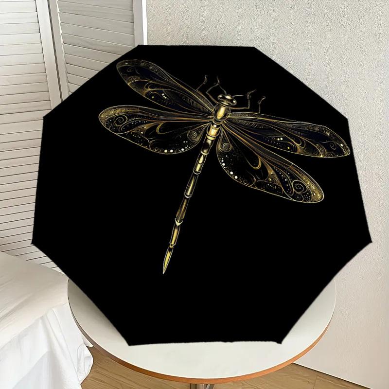 1PC Dragonfly Artwork Automatic Open/Close Umbrella with Windproof, 8-Rib Sturdy Canopy, Durable Ribs, Fashionable Design1402A