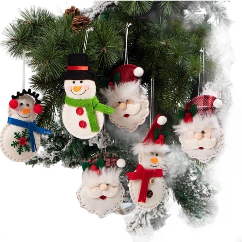 Christmas Tree Fabric Ornament Cartoon Santa Snowman Reindeer Hanging Decoration for Winter Holiday Party Decorations