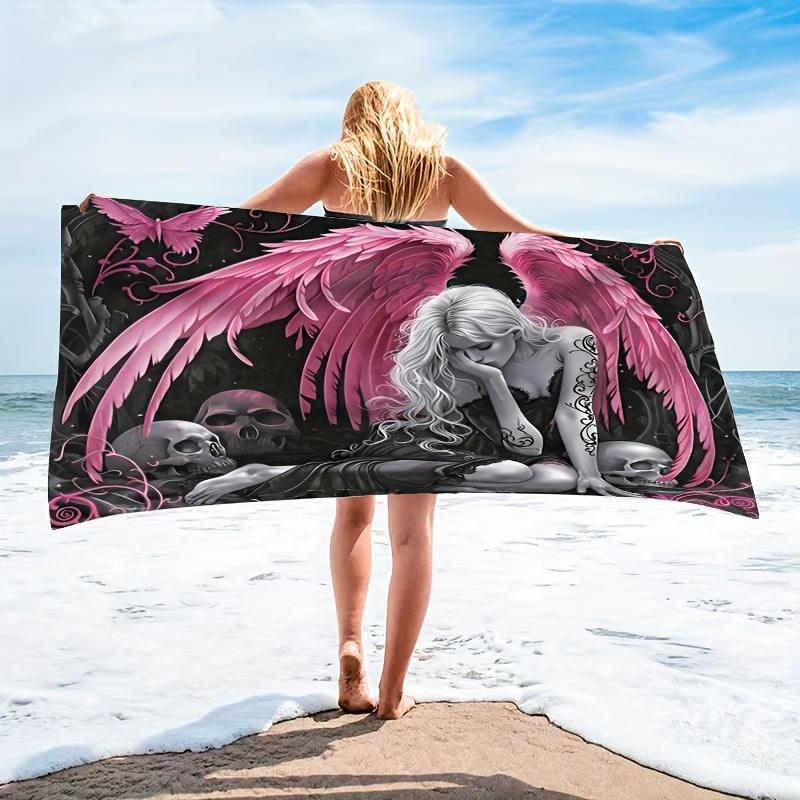 

Angel Wings Themed Beach Towel, Super Absorbent Extra Large Soft for Camping Swimming Beach W30*H60(CM)
