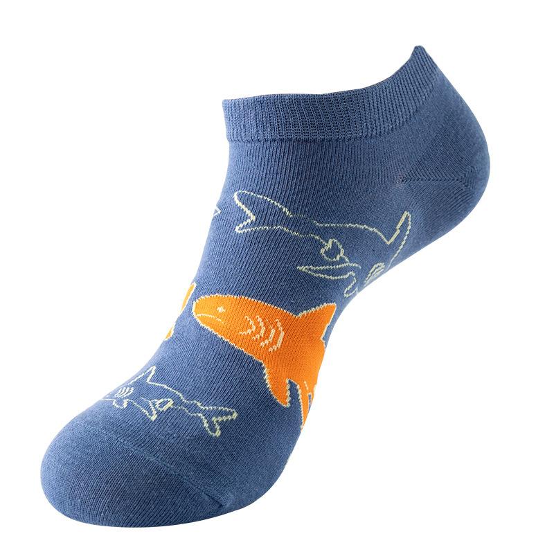 Spring Summer Socks Cute Funny Harajuku Cartoon Men Boat Oil Painting Food Casual Cotton Short Socks for Female Sox