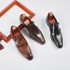 2026 New Japanese Pointed Toe Double Buckle Monk Leather Shoes for Men's Formal Business