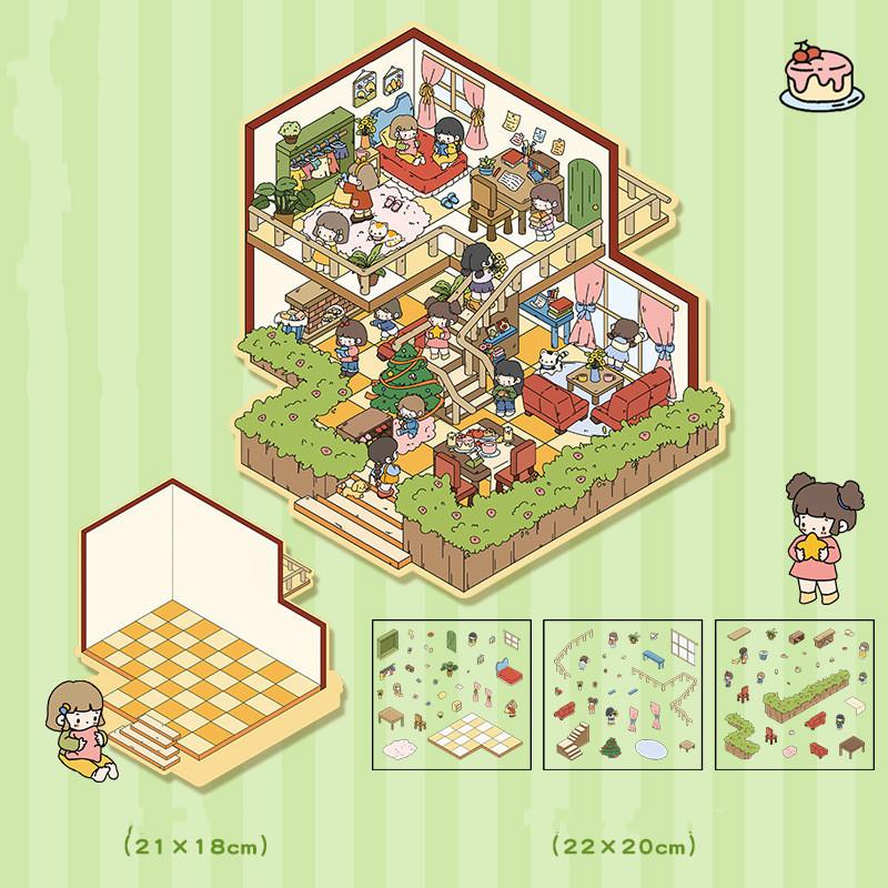 

1 комплект больших размеров DIY Декор Ландшафтный дизайн Наклейка Миниатюрная Милая мультяшная Панда Кролик Сцена Сложенная Наклейка Милые Студенческие Принадлежности 23*19.5cm