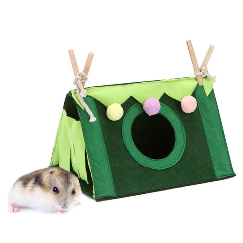 Atmungsaktives Versteckzelt für Kleintiere, Kaninchen, Hamster, Chinchilla, Grünes Zelt-Haus, Langlebig, Faltbar, Tragbar, Haustierzelt