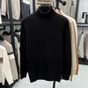 Men's Fashionable Thick Knit Pullover with Double-Fold High Neck, Fleece-Lined for Warmth, Solid Color, Perfect for Middle-Aged and Young Adults.
