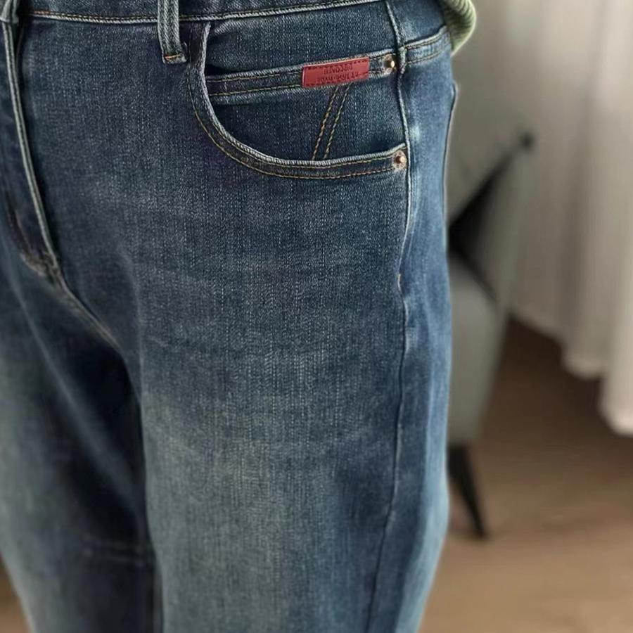 Stretch Harlan Jeans Women's Spring Autumn High Waist Nine Point Straight Pants