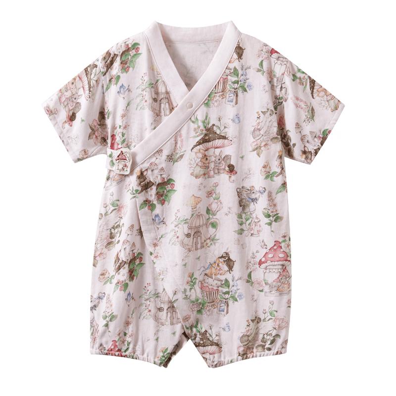 EMXEE Baby Gauze Short Sleeve Romper Bodysuit
