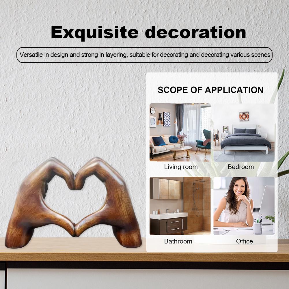 Ästhetische Harz Herz Hände Statue Modern Romantische Heimdeko Boho Stil Tischskulptur für Einzigartiges Geschenk