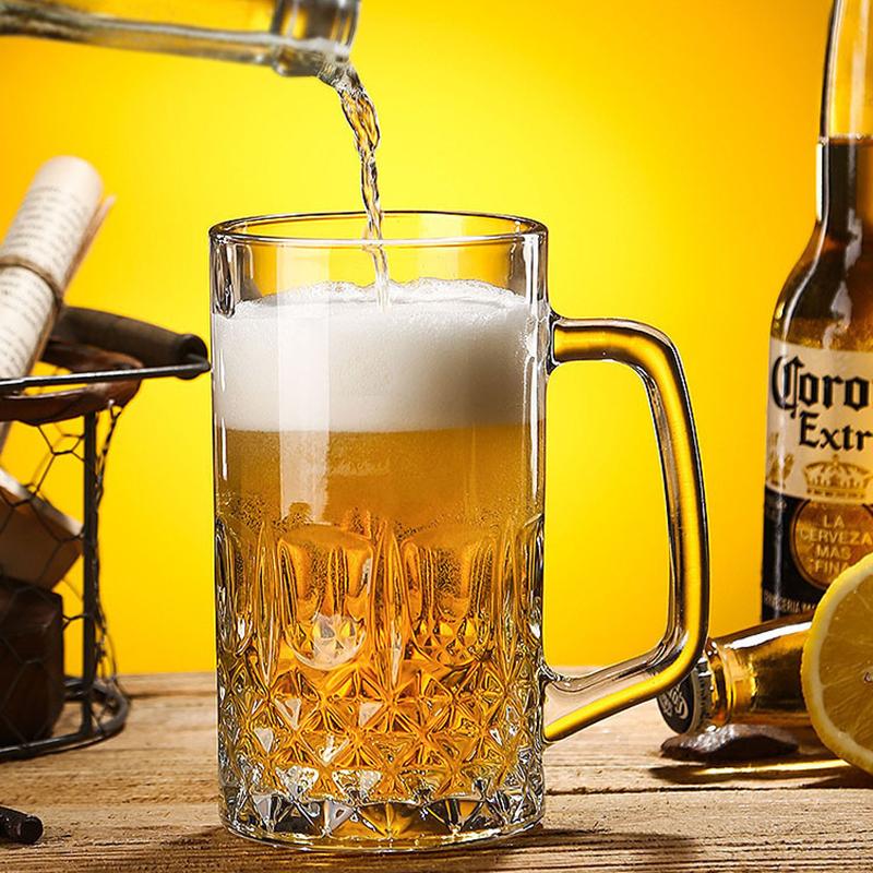 1000Ml Large Capacity Drinking Utensils Classic Drinkware Craft Beer Glass Suitable For Bar Heat Resistant Tea Mug With Handle