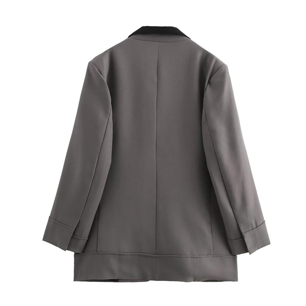 2024 Autumn/Winter Women's Patchwork Suit Jacket & Straight-Leg Pants Set