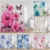 Watercolor Floral Pattern Bath Flowers Butterfly Greening Plants Natural Home Decoration Bathroom Shower Curtain