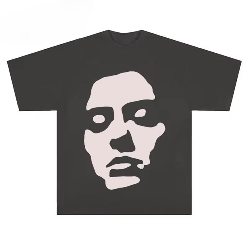 Street Loose and Versatile Short Sleeved T-shirt with Loose Style and Portrait Pattern Printed Harajuku Short Sleeved T-shirt