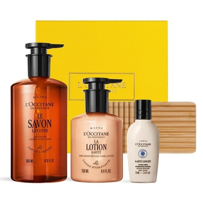 LOCCITANE Shea Lavender Liquid Hand Duo Set (Carite Confort) (+ 1 deluxe product + soap tray) FREE