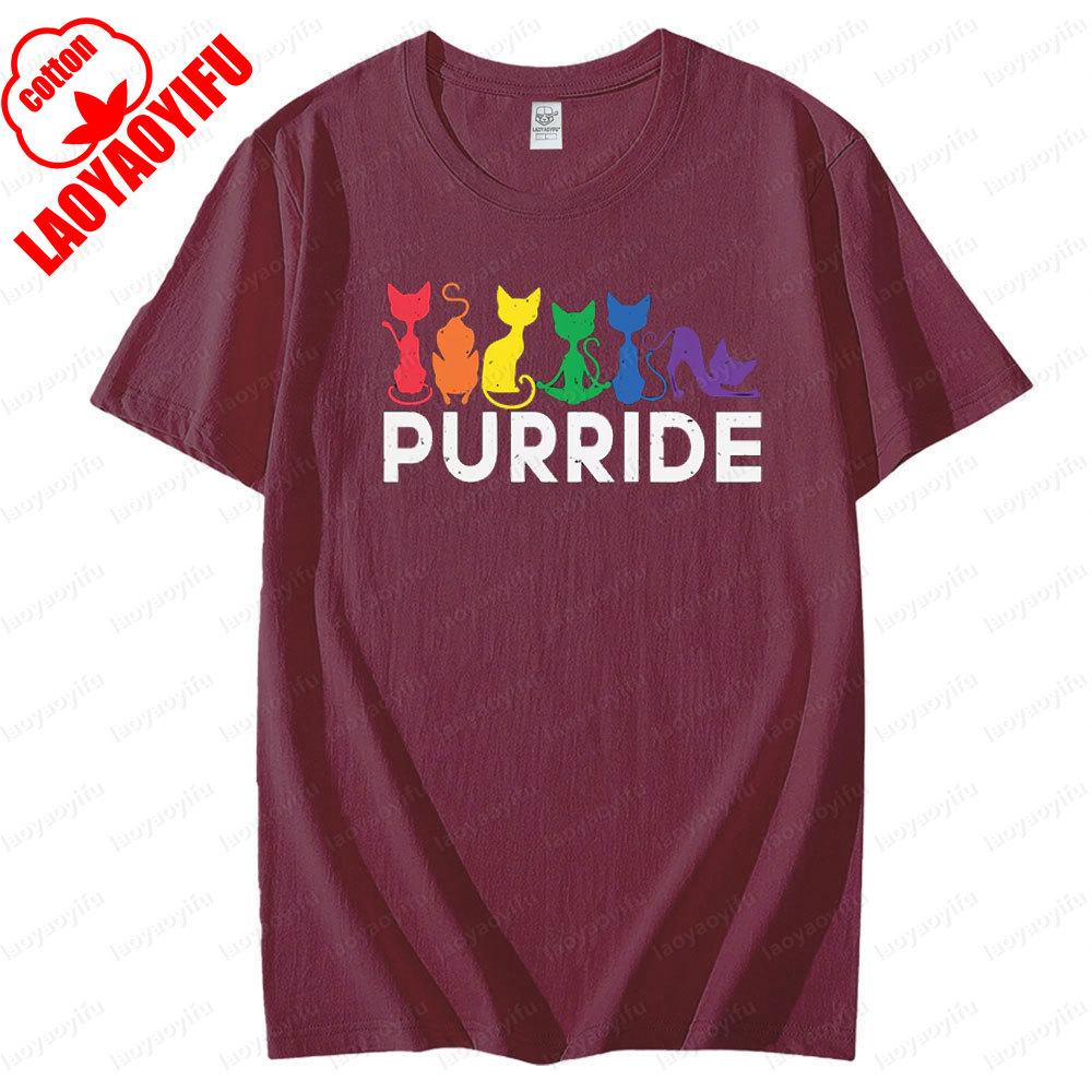Rainbow Cat LGBT Symbol Tee Tops Gay Pride Month Tshirt Unisex Printed Tshirt Men Women Universal Casual Summer Short Sleeve