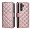 For Samsung Galaxy S24 FE Case Zipper Wallet Rhombus PU Leather Crossbody Phone Bag