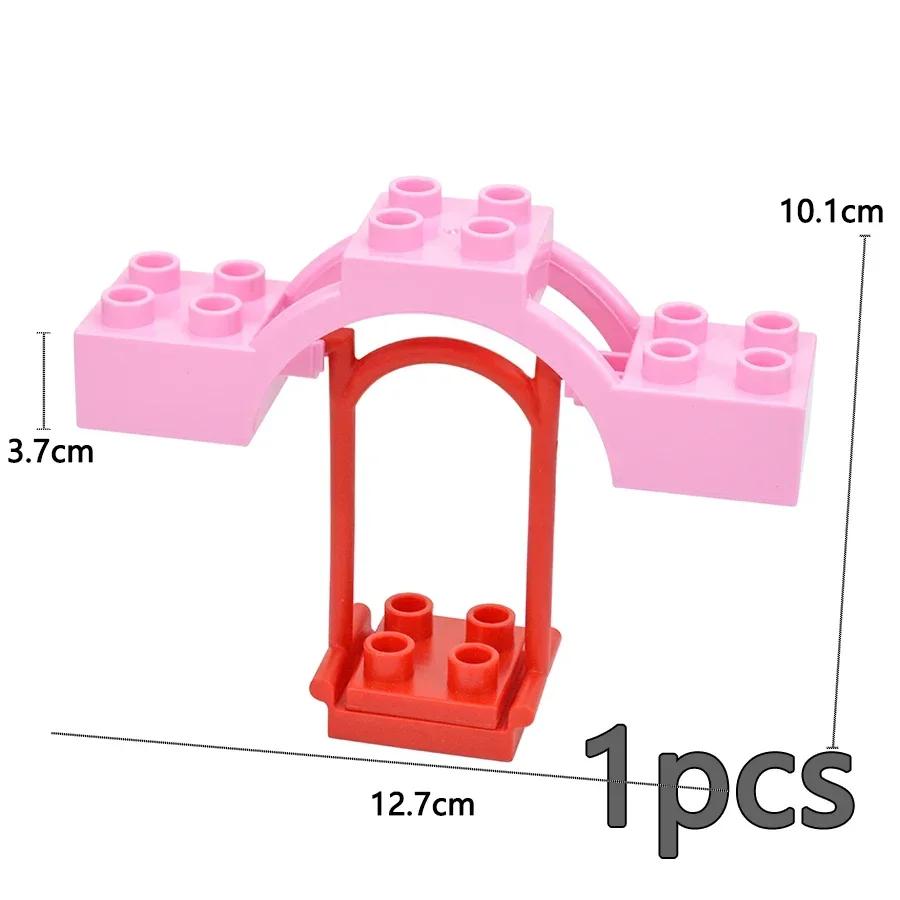 Store byggeklosser Slide Swing Seesaw Park Lekeplass Series Large Pillar Murstein Barn Barn Pedagogisk Leke Kompatibel Duploe