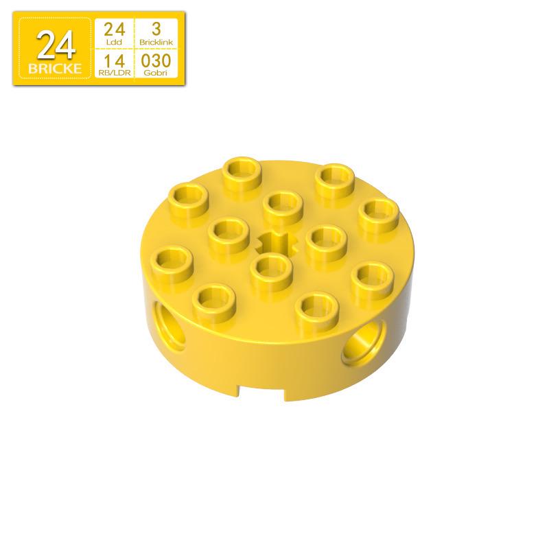 BRICKE 4x4 Cylindrical Brick with Center & Side Holes, Lego 6222 Compatible Building Block. 16 pcs