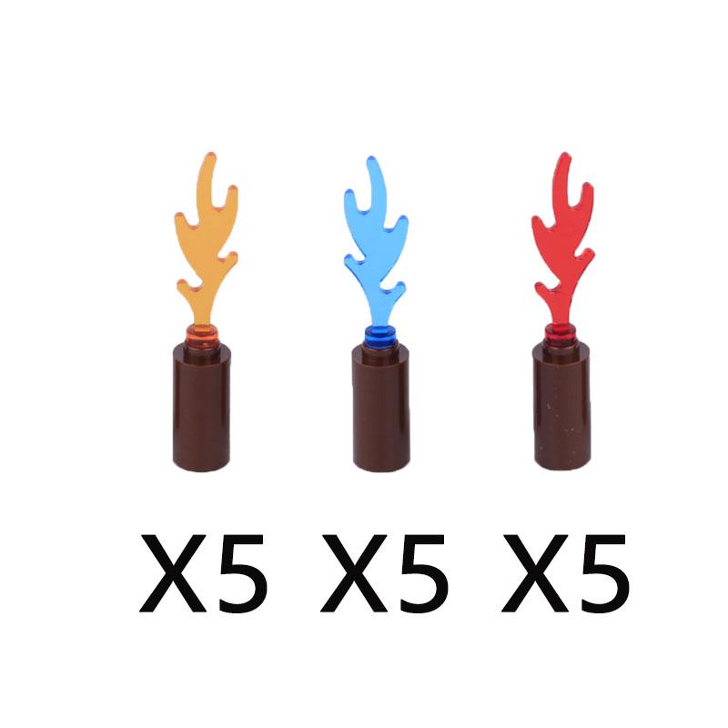 MOC Building Blocks Bonfire Flame Medieval Wine Bottle Accessories Set Candlestick Model Mini Brick Compatible Toy Gift DIY X019