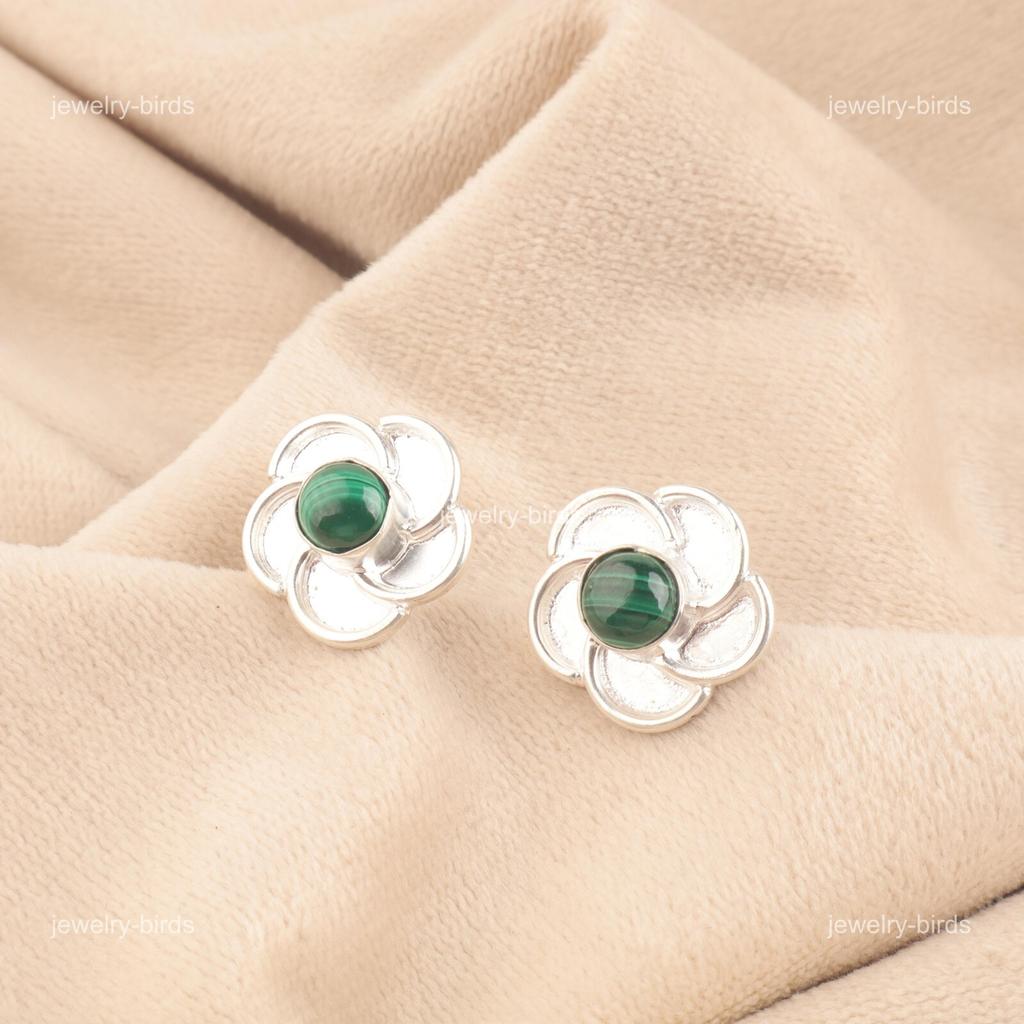 Natural Malachite 925 Sterling Silver Boho Stud Post Mother Gift Trendy Earrings EE-157-23