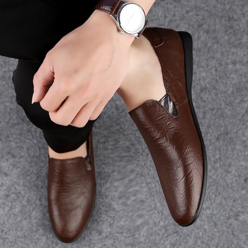 Male Genuine Leather Shoes Classic Men's Business Loafers Men Slip-On Casual Shoes Moccasin Comfortable Soft Sole Office Shoes