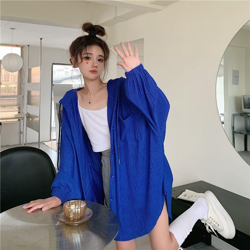 White Long Sleeve Sunscreen Clothes for Women Summer New Versatile Mid-length Loose Cardigan Jackets Casual Hooded Thin Coat