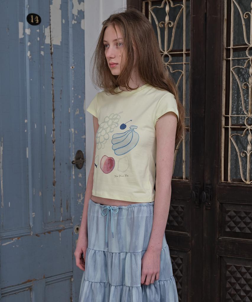 FUNFROMFUN Fruit Basket Tee, Lime Milk
