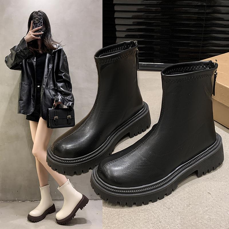 Women's Winter Thick Sole Ankle Boots Round Head Square Heel Anti-slip Women Boots Middle Follow Outdoor Leisure Fashion Shoes