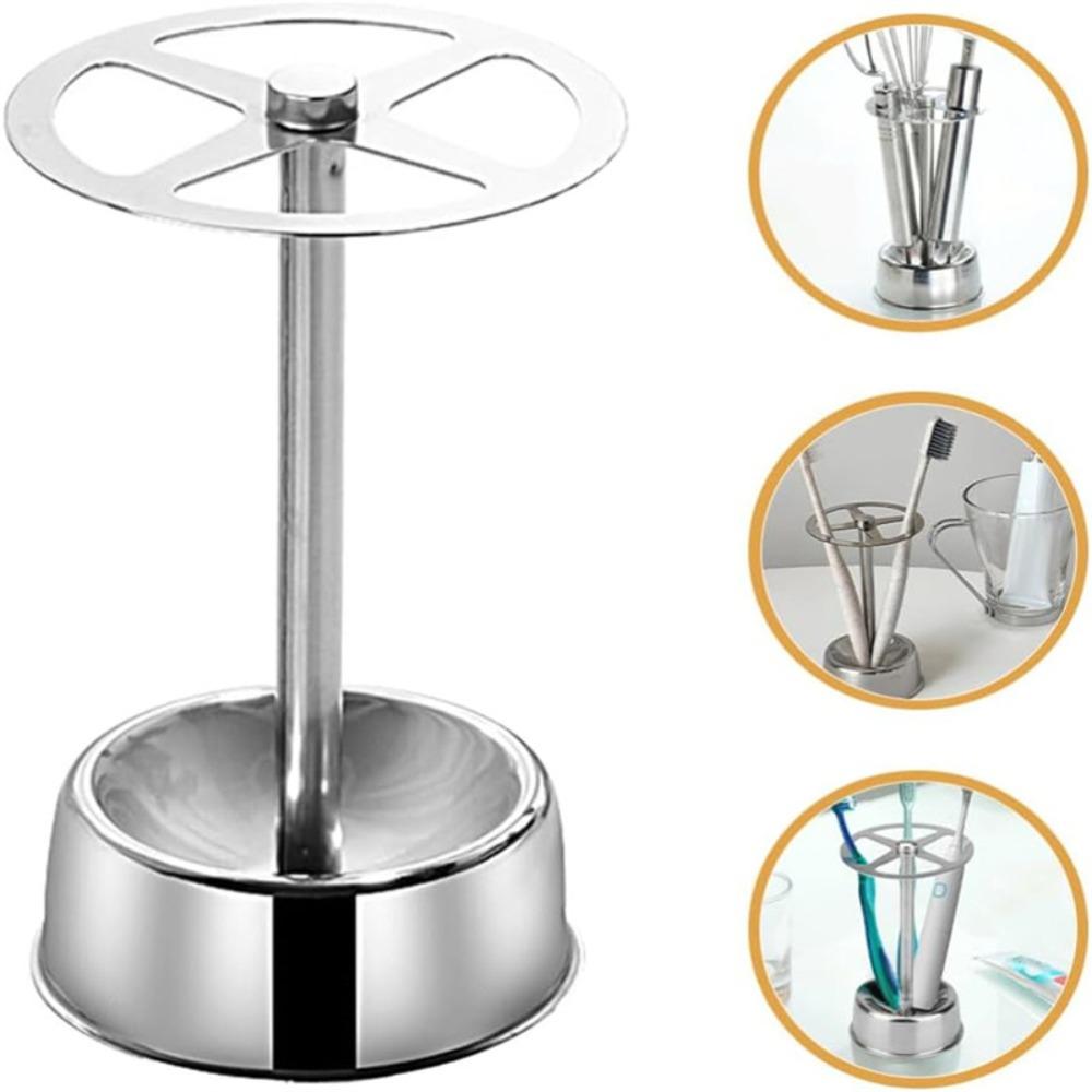 New Stainless Steel Toothbrush Holder Multipurpose Round Bathroom Organizer Multifunction Toothpaste Stand Shelves Kitchen