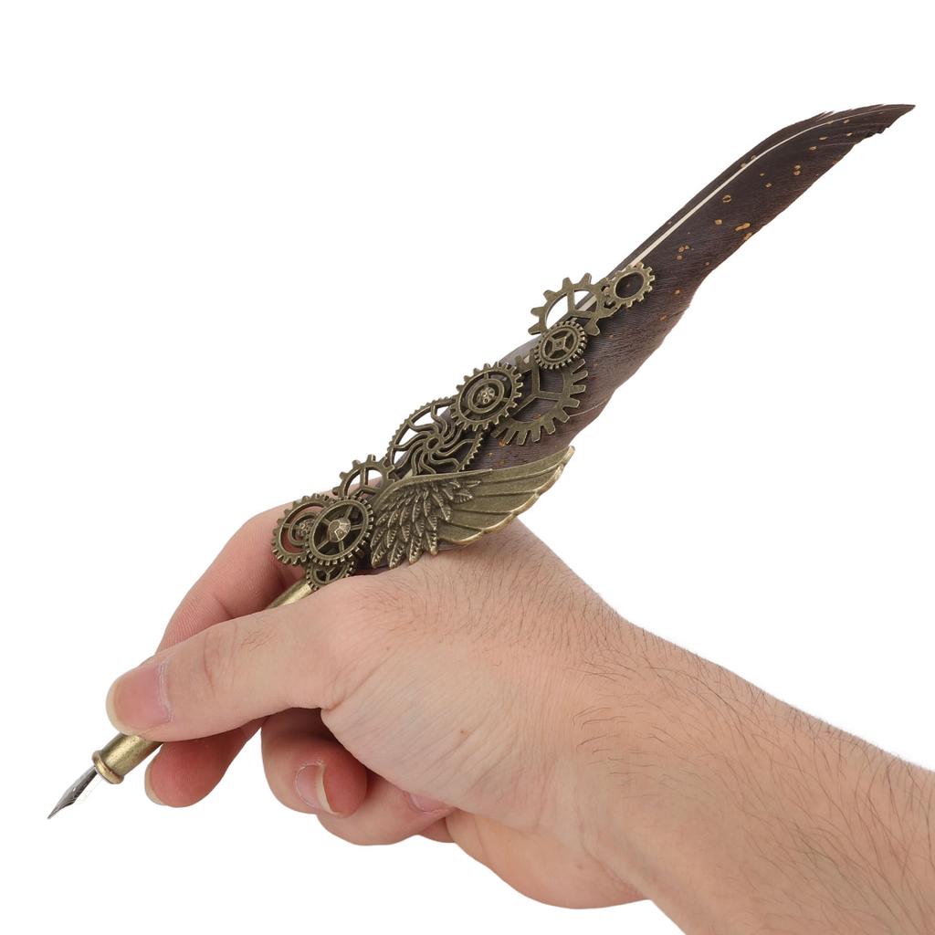 Quill Pen and Ink Set Vintage Glossy Writting Stainless Steel Nib Wear Resistant Delicate Texture Quill Pen