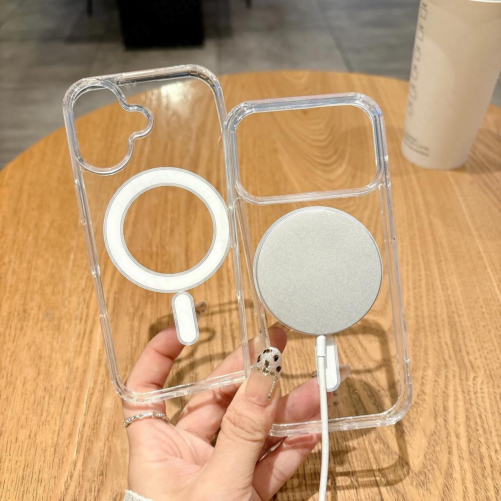 Upgrade Magnetic Case for New iPhone 17/16/15 Pro Max, Hard Acrylic Clear Cover with Magsafe Wireless Charging