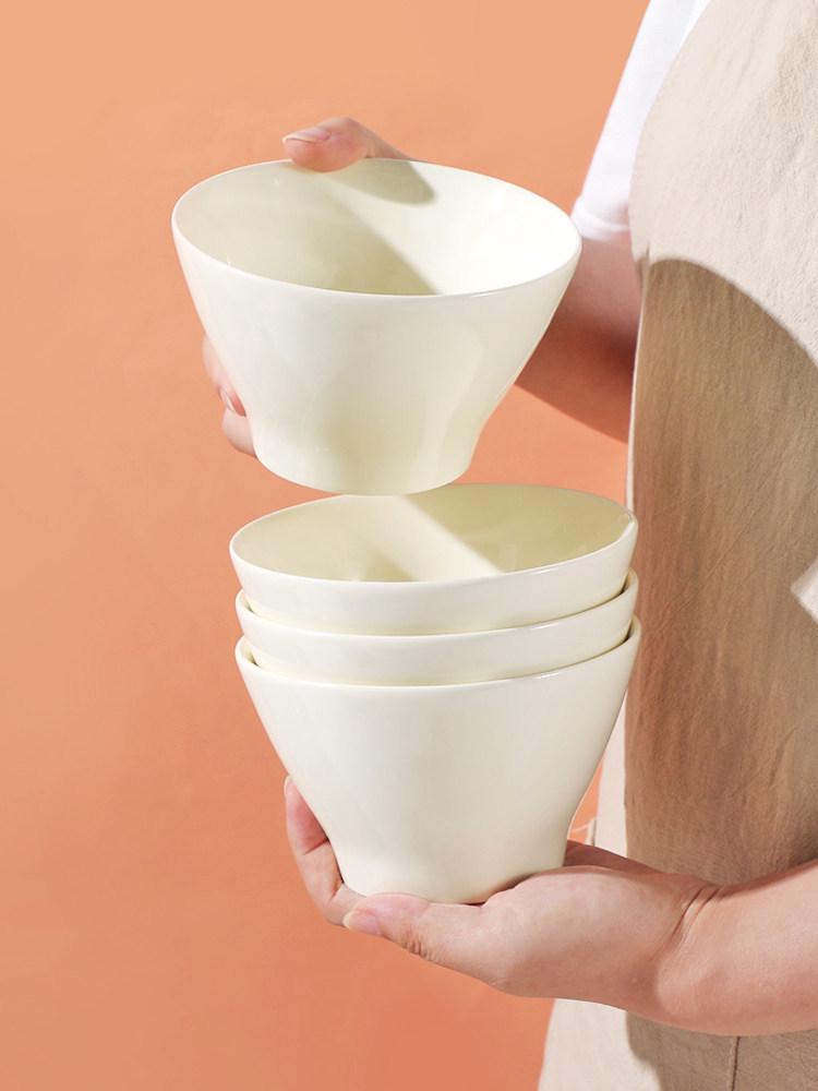 Set of 6 Cream-Colored 5-Inch Creative Rice and Soup Bowls - New Trendy Design