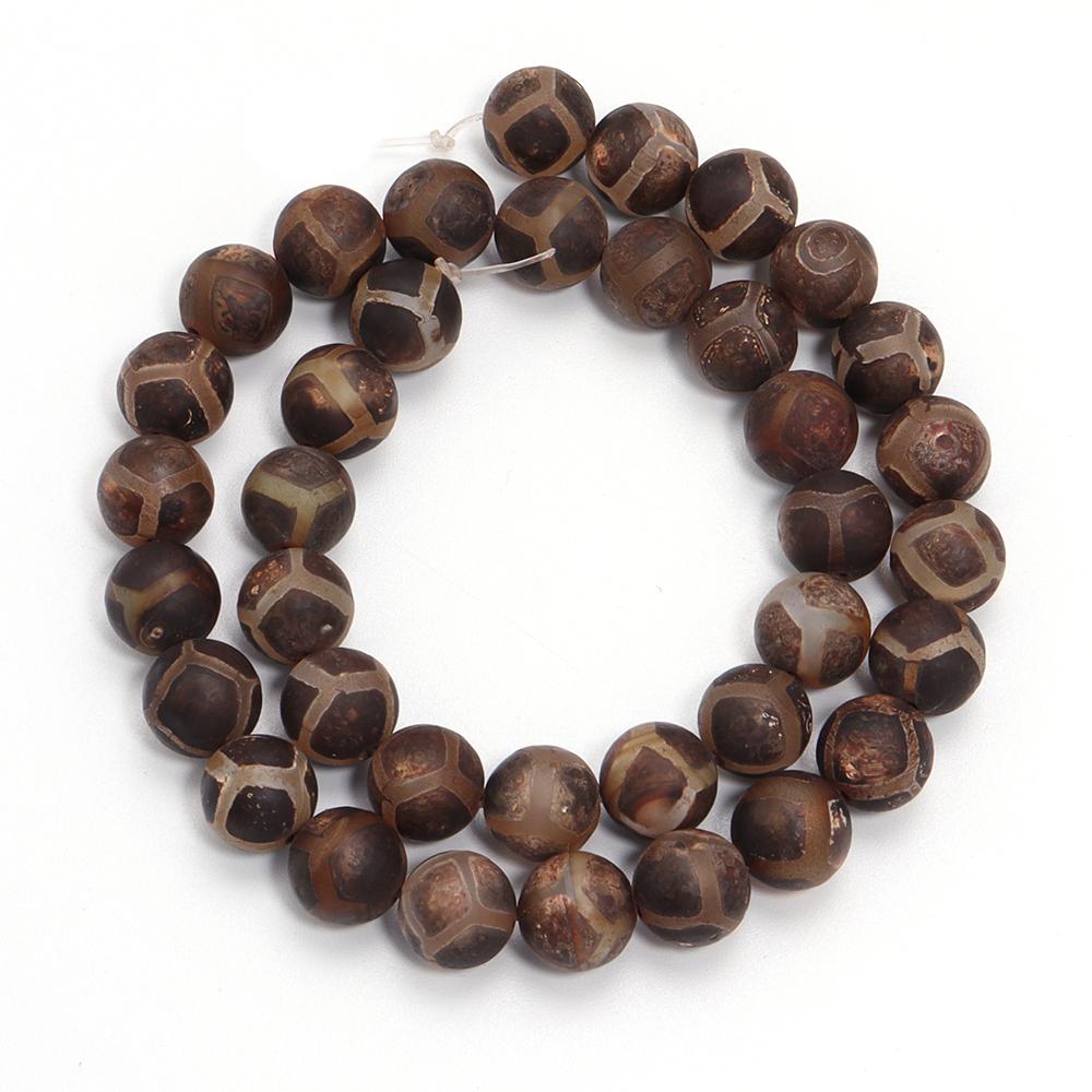 

8/10mm Natural Stone Beads Vintage DZI Agate Round Loose Spacer Bead for Jewelry Making DIY Bracelets Necklace Accessories 8mm чорний