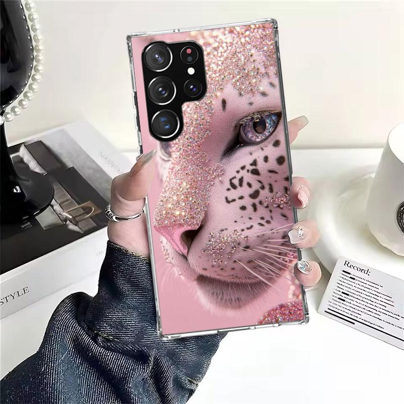 Pink Leopard Print Soft Phone Case For Samsung Galaxy S22 S23 S24 S25 Edge S26 Ultra S20 FE S21 Plus + Fundas Coque Galaxy S20 S