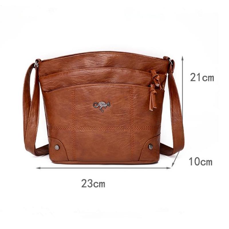 Fashion Vintage Soft Leather Messenger Bag, Retro Multiple Pocket Shoulder Bag, Fashion Women's Crossbody Bags & Purse