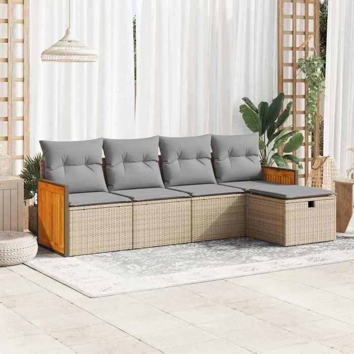 VidaXL Salon de jardin avec coussins 5 pcs beige résine tressée 3326014